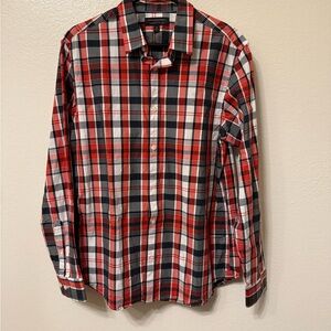 Banana Republic Orange and Black Checkered Shirt